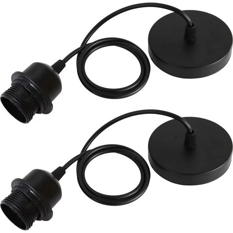 Lot de 2 supports de lampe suspension E27 câble luminaire réglable 100 cm accessoire pour plafond salon et chambre couleur noir (1/5)