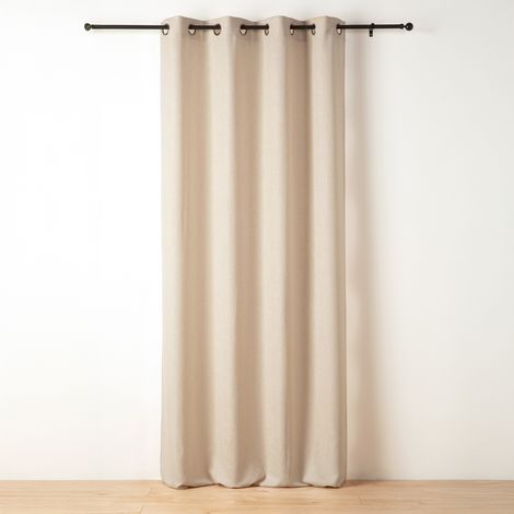 Rideau tamisant aspect flammé Ecru 140x240 cm (1/2)
