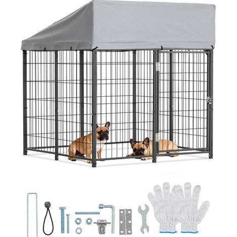 VEVOR Outdoor Dog Kennel, 1.12 x 1.15 x 1.25 m Large Dog Kennel with Secure Lock, Outside Dogs Enclosures with UV-Resistant & Waterproof Roof Cover, Heavy Duty Pet Crate Cage Run for Large Dogs (1/5)