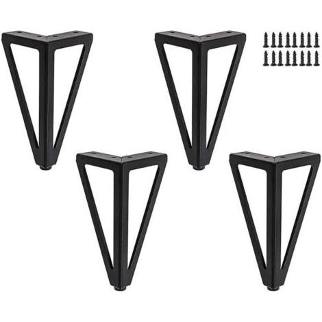 Lot de 4 pieds de meuble en métal, 15 cm, noir, pour tables TV, tables basses, meubles de rangement, canapés-lits, etc. (15 cm), (1/4)
