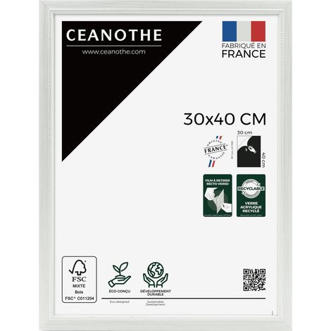 Cadre Photo Gris clair 30x40 cm et 40x30 cm – Convient au A4 - Cadre Photo bois Gris FSC effet patiné - Cadre Photo Perle Gris clair 30x40 cm - Fabriqué en France - Verre acrylique Incassable (1/5)