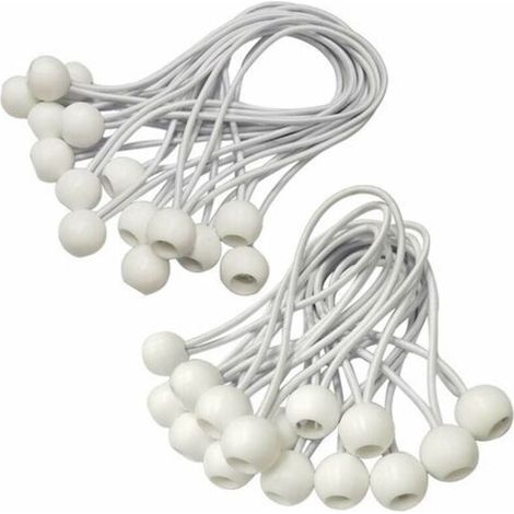 Tendeur Elastique,Sandow Elastique,30 Pièces Tendeur Bache pour Bannière, Bâche, Pavillon,Tente,Rideaux Harnais D’extension,Support de Bâche (Blanc-150mm) (1/4)