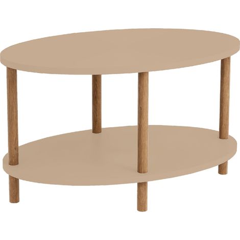 Tavolino da caffè ovale consolle laterale 43 x 70 x 44 cm cappuccino naturale 030010826