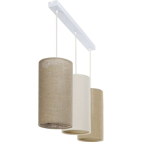 Suspension boho élégant tissu crème ajustable compatible LED - beige sable et crème doux (1/2)