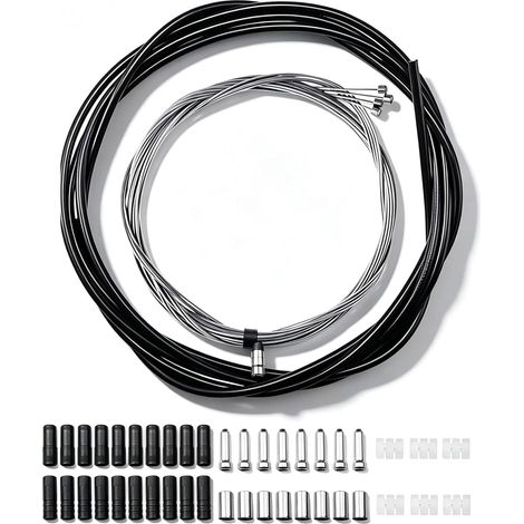 Cable de Frein Vélo, Équipé d'une Gaine de Câble de Frein de 2,5 Mètres, Kit de Câble de Frein de Vélo avec Câble de Dérailleur de Vélo. Équipé de Bornes et de Rondelles (1/5)