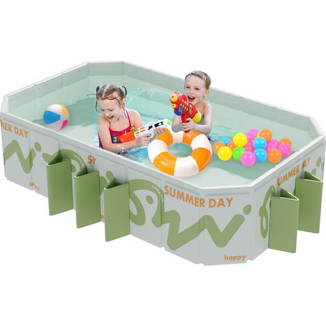 Piscine Pliable 220x135x50 cm - Piscine Hors Sol pour Enfants et Adultes, Grande Piscine Portable avec Double Vidange, Facile à Nettoyer et Gain de Place, Idéale pour Jardin, Terrasse, Plage et Fêtes (1/5)