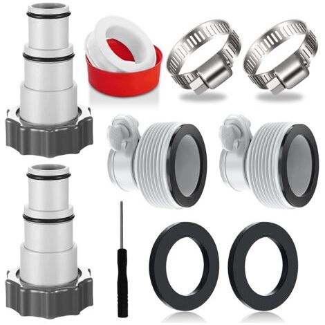 Lot de 4 adaptateurs de piscine A et B,Adaptateur A et type B pour piscine Intex,Adaptateur de tuyau pour pompe,4 adaptateurs de piscine,Raccordement pour tuyau de piscine de 32 et 38 mm de diamètre (1/5)
