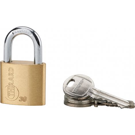 Lucchetto a chiave Tipo 1, ottone, interno, arco in acciaio, 30mm, 3 chiavi - THIRARD
