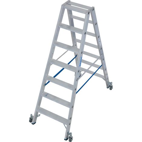 Krause Aluminium-Doppelleiter STABILO fahrbar 3,20 m Doppelstufenleiter (1/3)
