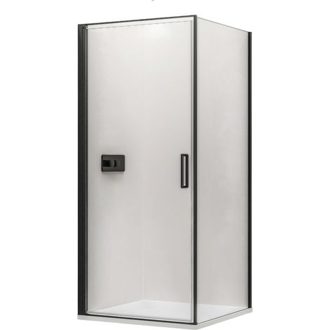 BERNSTEIN - Cabine de douche d'angle 80x80x195cm profil noir mat, installation gauche ou droite, verre NANO 6mm - EX416S (1/5)