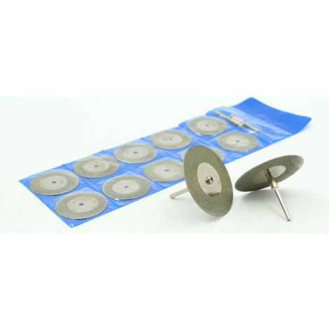 10 disques de meulage diamantés de 25/30/40 mm de diamètre intérieur et de 3 mm de diamètre, pour meuleuse électrique, avec 2 mandrins. (1/5)