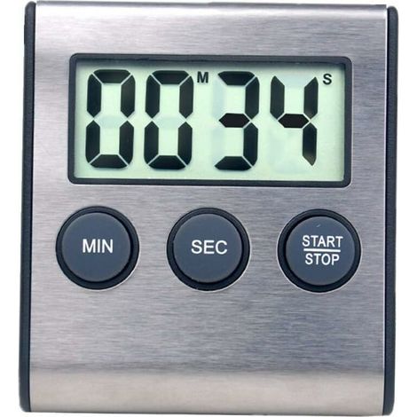 Mini timer digitale, formato 24 ore, conto alla rovescia e cronometro, per cucinare, sport, studio, riunioni, parcheggio, trattamenti medici. Acciaio inossidabile. (1/5)