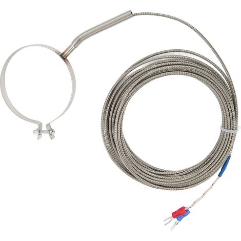 Capteur thermocouple type K fileté 60mm, plage 0‑400°C, acier inox, câble 5m pour usage industriel (1/5)