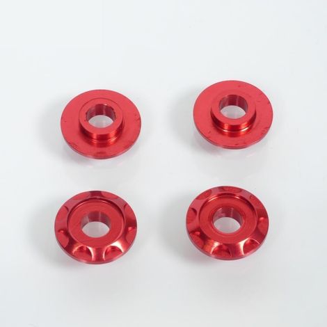 Lot 4 rondelle spacer aluminium DRC T11 anodisé rouge pour moto (1/3)