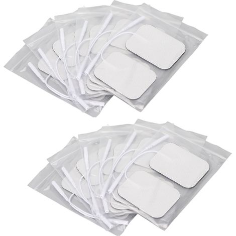 Lot de 12 électrodes rectangulaires auto-adhésives de rechange pour appareil TENS (2 mm). (1/5)