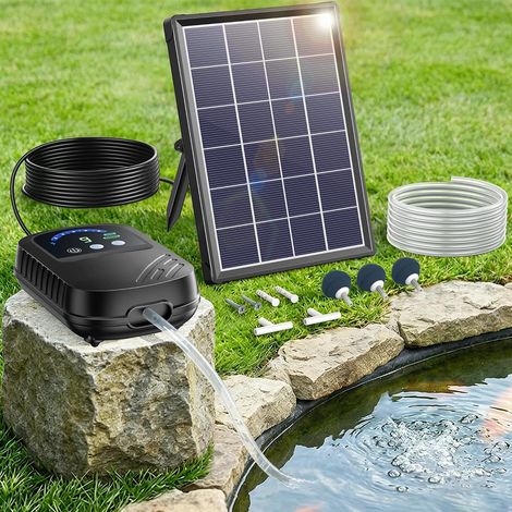 Aérateur de Bassin Solaire 4 W avec Batterie de 2200 mAh - Pompe à Oxygène avec Tuyau de 3 m - Pompe à Air Solaire IPX5 Silencieuse pour Bassin de Jardin, Réservoir d'Eau de Pluie (1/5)