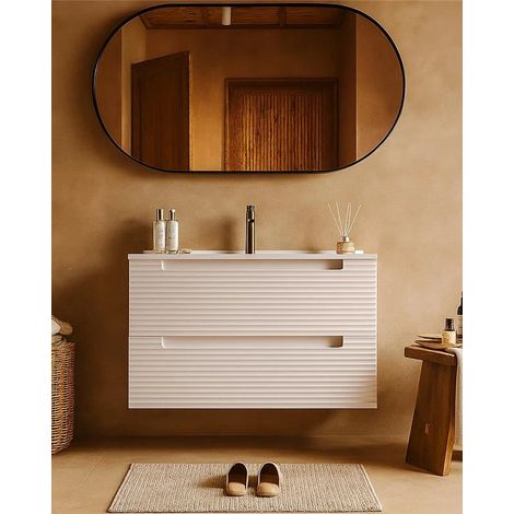 Mobile bagno canapa 80x45 Mango con lavabo in ceramica lucida (1/5)