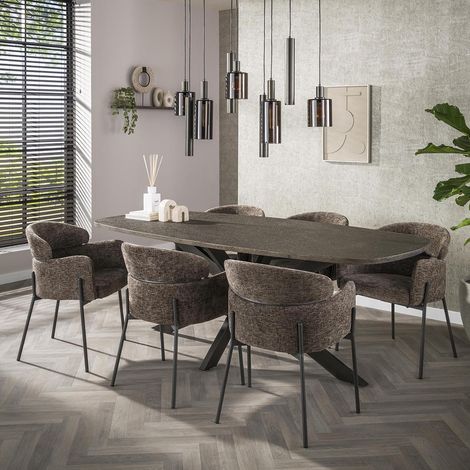 Table de salle à manger ovale moderne 215 cm coloris bronze Vik (1/5)