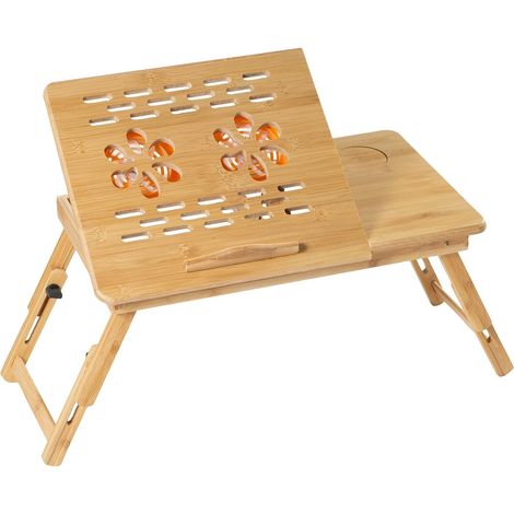 [Avec Usb Ventilateur] Table DOrdinateur Portable Pliable Bois Support DOrdinateur Réglable Table De Lit Ajustable Avec Tiroir Plateau De Lecture Pour Enfants Pour Livre Magazine Petit Déjeunersorti (1/5)