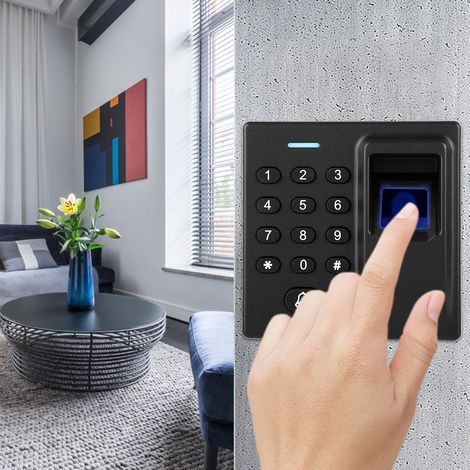 Clavier biométrique à empreinte digitale avec lecteur de carte et code d'accès 12V DC