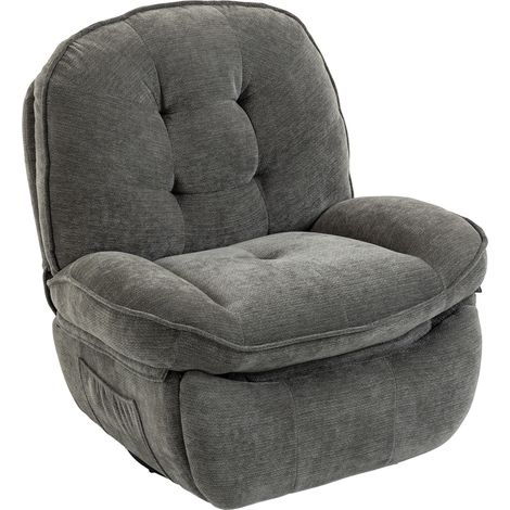 Chenille Relaxsessel, Manuell verstellbar, 360° Dreh- und Wippsessel mit breitem Sitz, hoher Rückenlehne, Hellgrau (1/5)