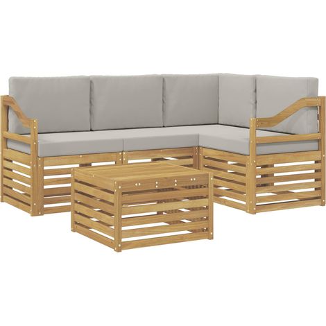 Outdoor Sofa Set 5 pcs White and Light Grey 59 x 59 x 37 cm vidaXL (1/5)