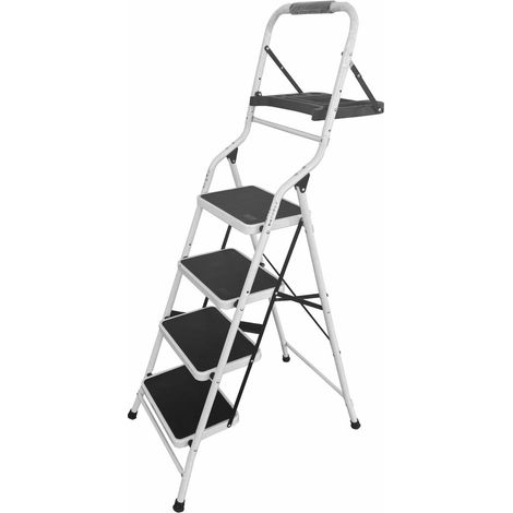 Varan Motors – Escabeau 4 marches CQX804T – Hauteur 158 cm – Poignée ergonomique et plateforme intégrée – Pieds antidérapants pour sécurité (1/5)
