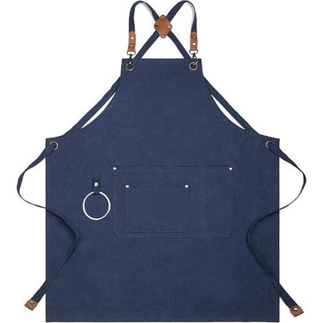 Tablier de Travail Jardinage Barbecue Tablier Homme avec Poches Toile Tablier de Serveur Femme Taille Long (1/5)