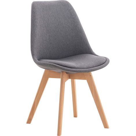 Chaise de salle à manger x1 design scandinave en tissu gris et pieds en bois clair 100002295 (1/5)
