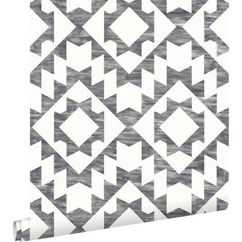papier peint tapis Marrakech noir et blanc mat - ESTAhome (1/5)