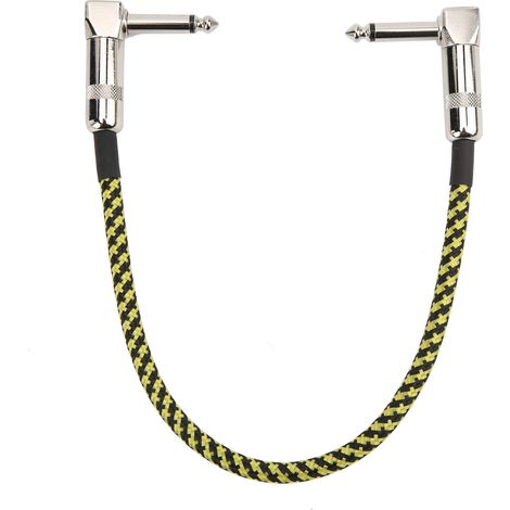 Câble tressé pour pédale d'effets, câble blindé pour pédale d'effets avec tête en cuivre, câble de réduction du bruit en cuivre sans oxygène, noir et jaune. (1/5)