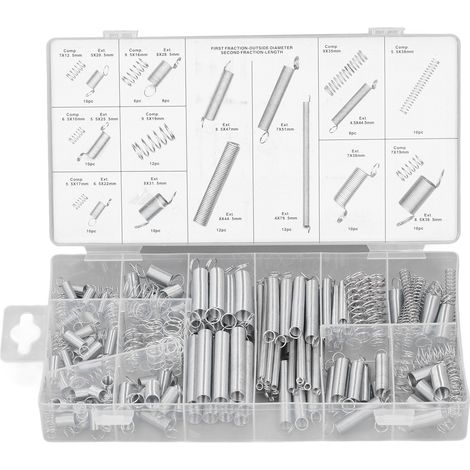 200 pièces ressort extension compression assortiment kit accessoire bricolage maintenance