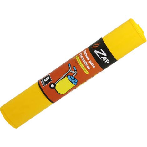 Rouleau 5 unités sac poubelle spécial jaune 50 litres zap