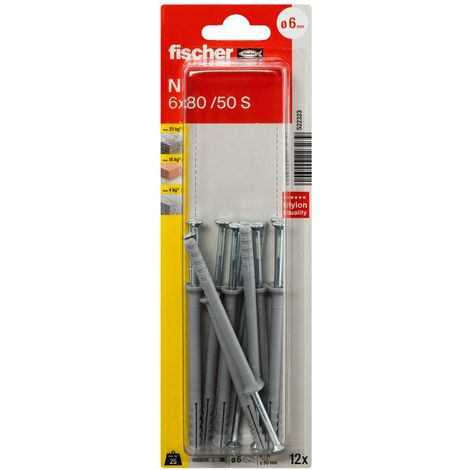 Chevilles à Frapper FISCHER N-F 6x80 Blister de 12 (1/5)