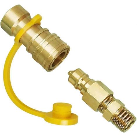 Raccord rapide pour tuyau de barbecue à gaz propane naturel en laiton 3/8 pouce (1 pièce) - Outils et accessoires inclus (doré) (1/5)