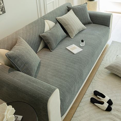 Housse de canapé imperméable - Housses de Coussin de canapé en Chenille, Housse de canapé antidérapante en Forme de L, Housses de canapé 1 2 3 4 Places pour canapé sectionnel - Gris élégant 70x150 (1/5)