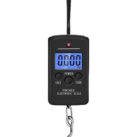 PèsePersonne Portable Balance Électronique 40 Kg Écran LCD Rétroéclairé PèseBagages Noir (1/4)