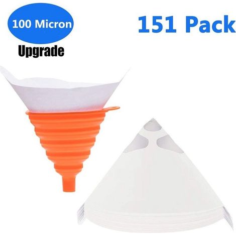 Packung mit 150 Einweg-Farbfiltern, Farbfilterpapier mit faltbarem Silikontrichter für Auto-, Kunst-, Bastel- und Hobby-Malprojekte, 100-Mikron-Siebfilter (1/5)