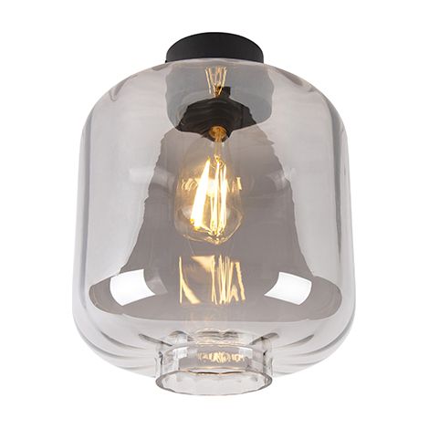 Design Deckenleuchte schwarz mit Rauchglas - Qara