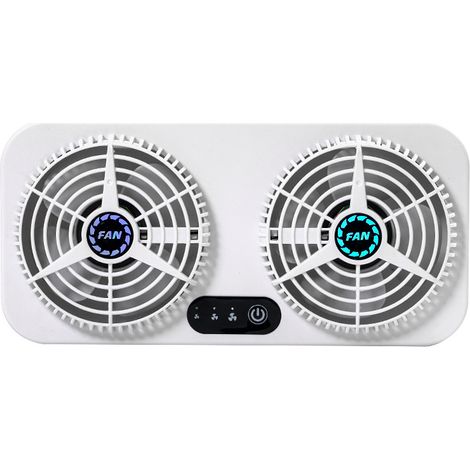 Ventilateur d'échappement de voiture à double tête USB Outil de refroidissement de voiture Ventilateur d'échappement de voiture Ventilateur de ventilation pour voiture, maison, voiture (1/5)