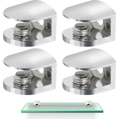 Glasregalhalterung, 4 Glasklemmen, Glasklemmen aus Zinklegierung, verstellbare Glasbefestigungswinkel für 8–10 mm dicke Glasregale (1/5)