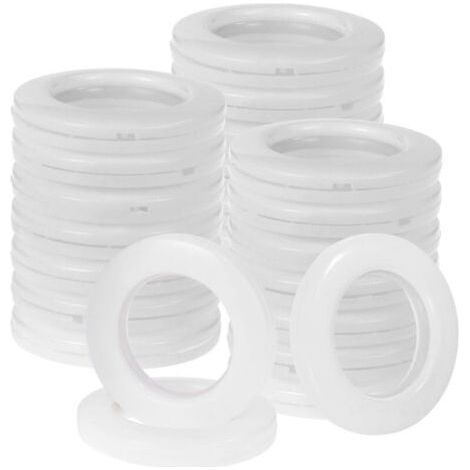 32pcs 40mm White ABS Plastic Curtain Rings for Window Shower Locker (1/5)