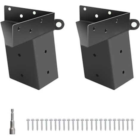 Lot de 2 supports de support en acier robustes de 10,2 x 10,2 cm pour stores de chasse, cabane dans l'arbre, plateformes extérieures, kit de construction de terrasse surélevée (1/5)