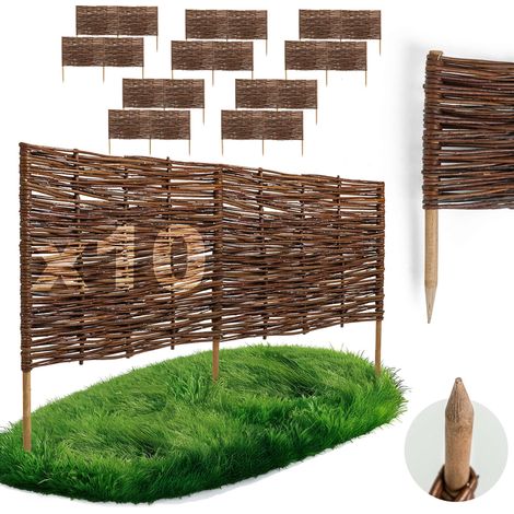 Lot de 10 Bordures Osier Bogateco Saule Naturel 120x40 cm (1/5)