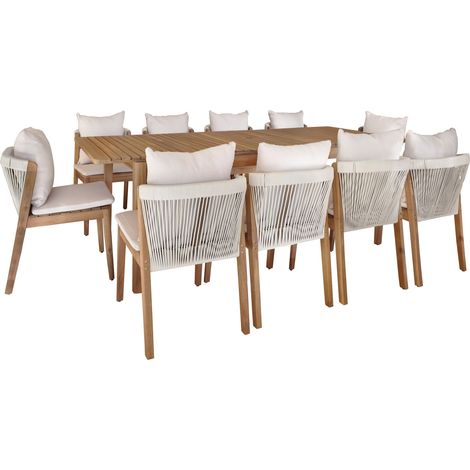 Salon de jardin table et 10 chaises en acacia, FIDJI