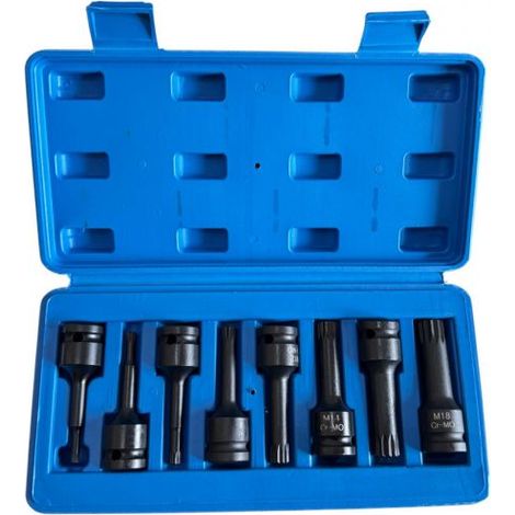 Set Chiavi a Bussola XZN 1/2" M5–M18 (8pz) per Viti Spline Chiavi Impulsi 07833