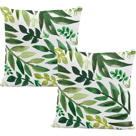 Lot de 2 housses de coussin carrées pour canapé-lit - Motif jardin (1/5)