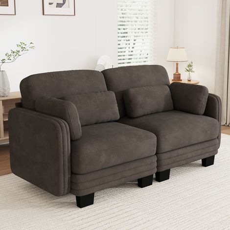 Modulares 2-Sitzer-Chenille-Sofa mit beweglichen Kissen, 176 x 88 x 88 cm, Braun REDOM (1/5)