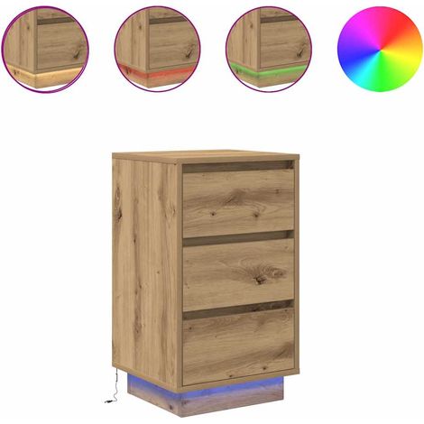 Maison Exclusive - Nachttisch mit LED-Leuchten Artisan-Eiche 38x3