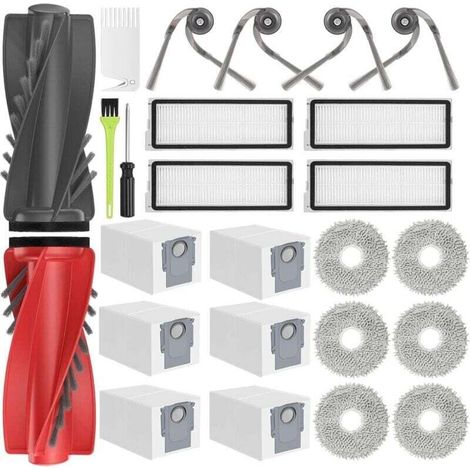 Qrevo S5V Accessories for Roborock Qrevo Curv/Qrevo Edge S5A / Qrevo Curv S5X/ Qrevo Edge S5V Replacement Parts: 6 Bags, 2 Main Brushes, 4 Filters, 6 Cloths, 4 Side Brushes